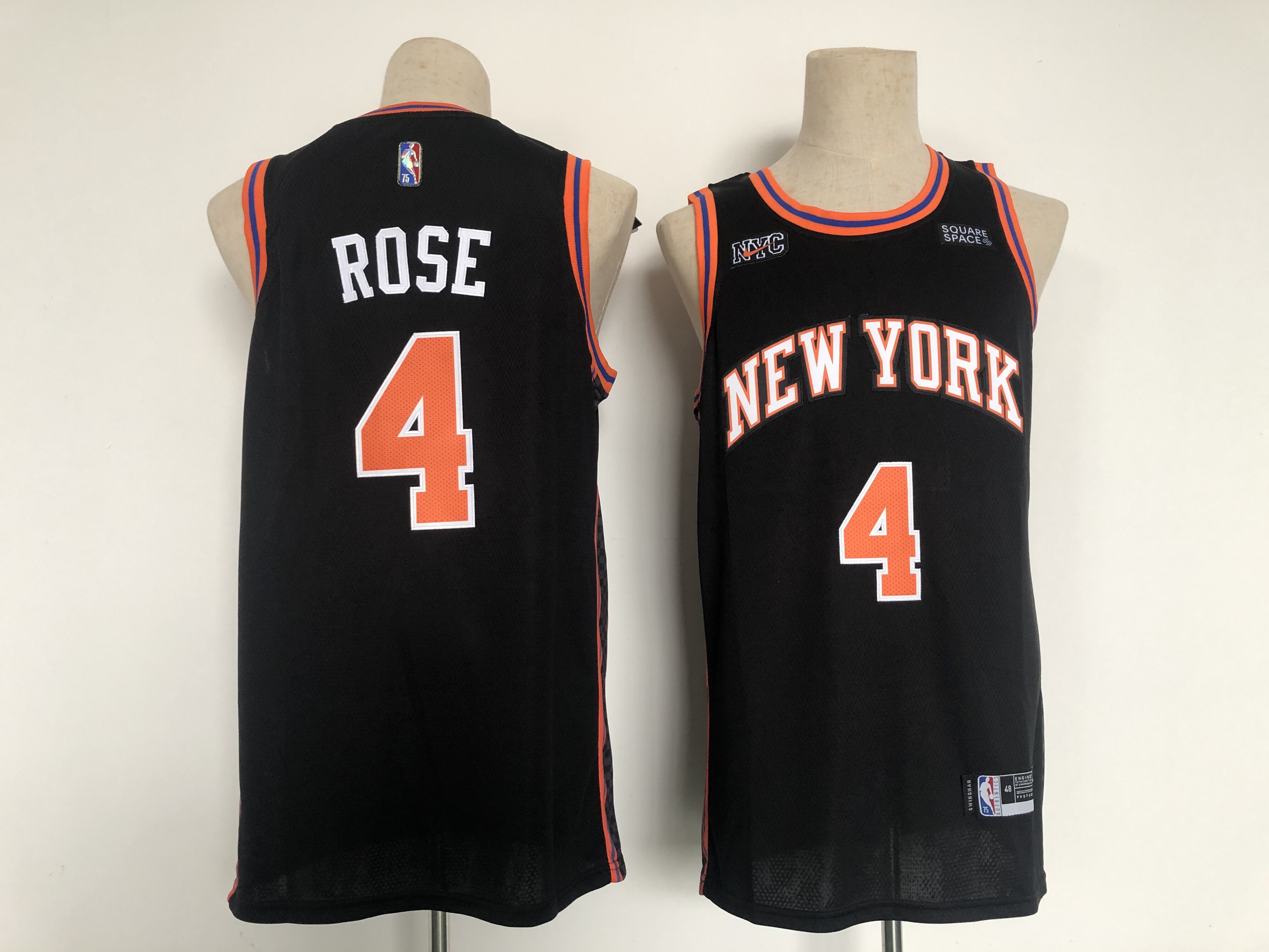 Men New York Knicks #4 Rose Black 2022 City Edition Nike NBA Jersey->new york knicks->NBA Jersey